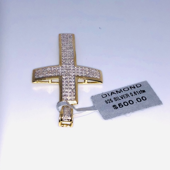 Natural Real Diamond Cross pendant NOT CZ! Comes w/ authenticity card! huge sale - Picture 3 of 12